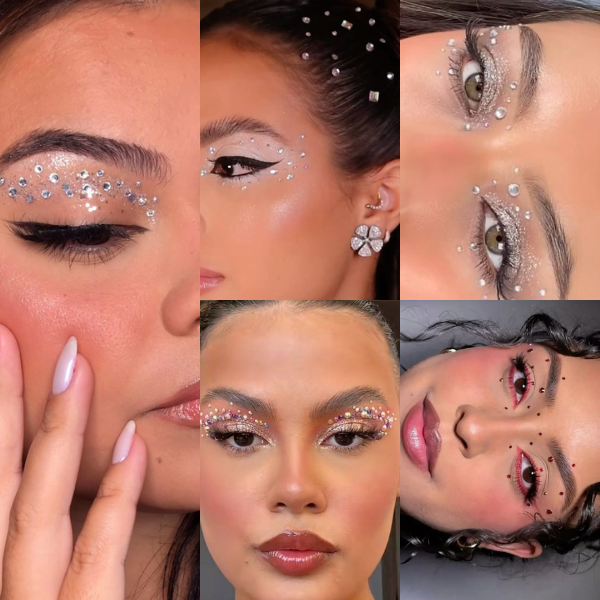 Maquiagem para Carnaval - Pedrinhas (Foto: Pinterest/Reprodução e Instagram @isabelagouveia)