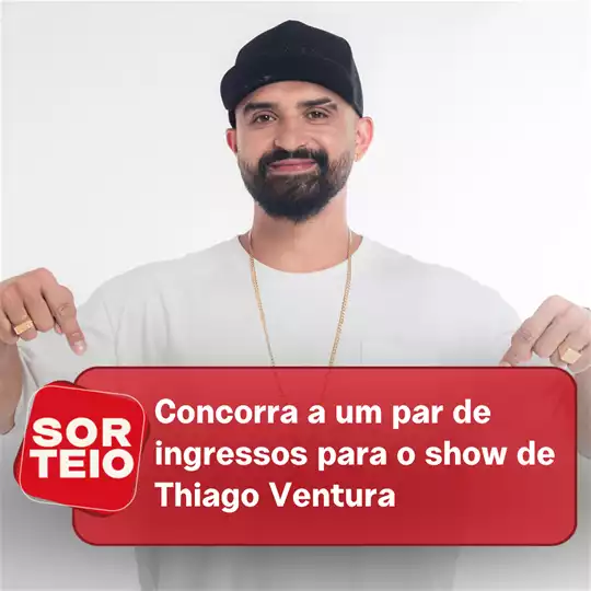 [SORTEIO] Concorra a um par de ingressos para o show de Thiago Ventura