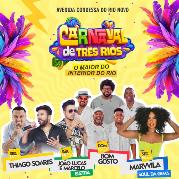 Carnaval 2026 em Três Rios | Reprodução Instagram