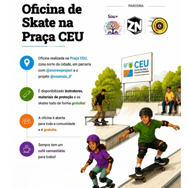 Oficina de Skate na Praça CEU | Reprodução Instagram