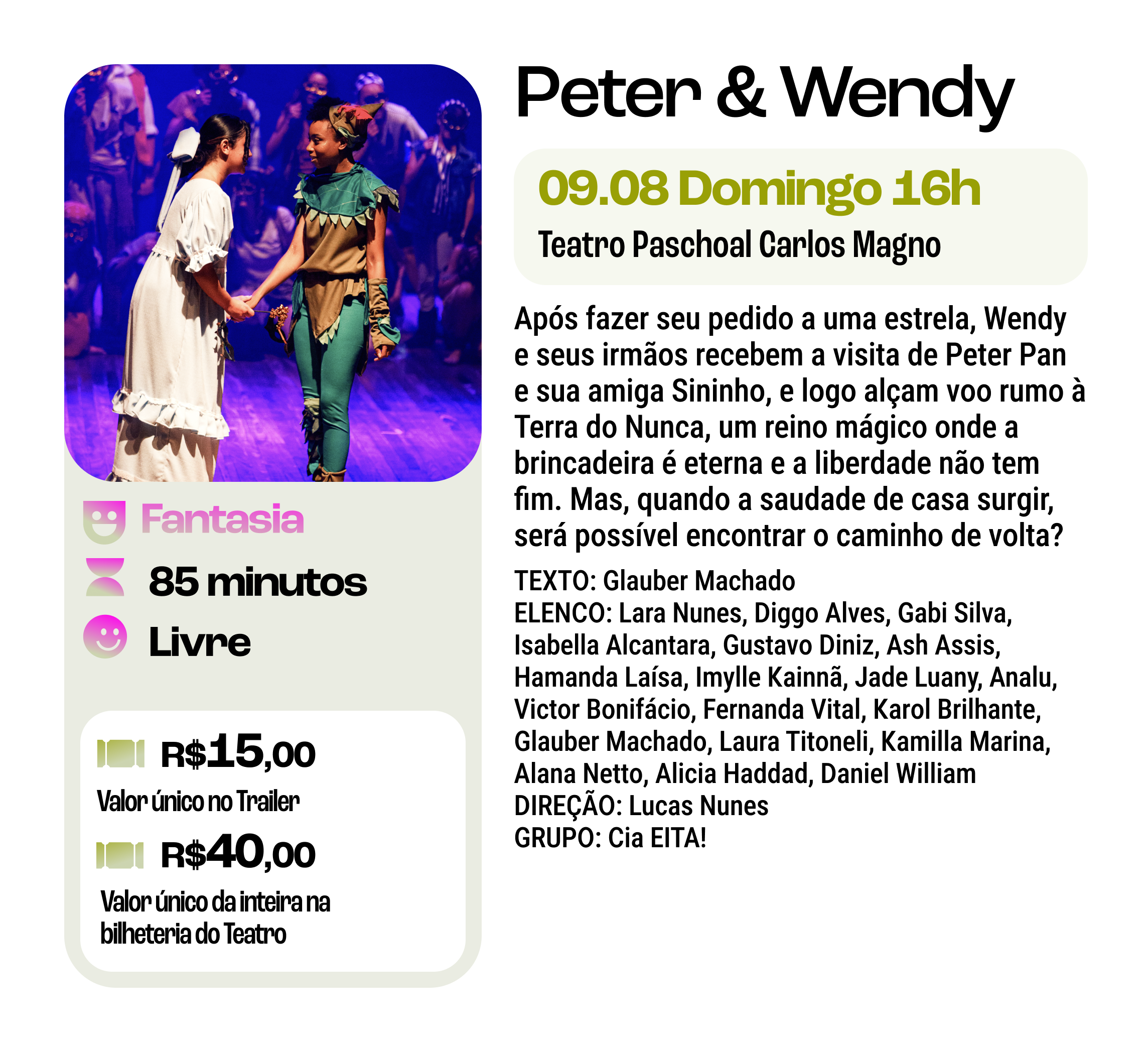 22ª Campanha de Popularização do Teatro&Dança | Peter & Wendy