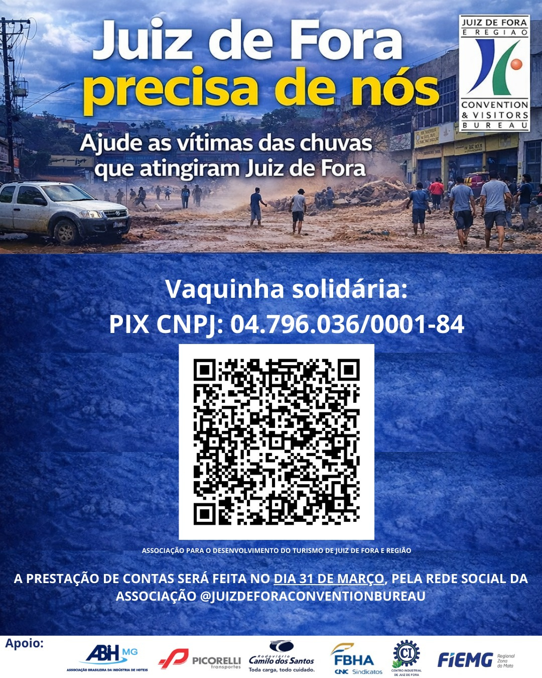 Pix para doação Juiz de Fora Convention & Visitors Bureau