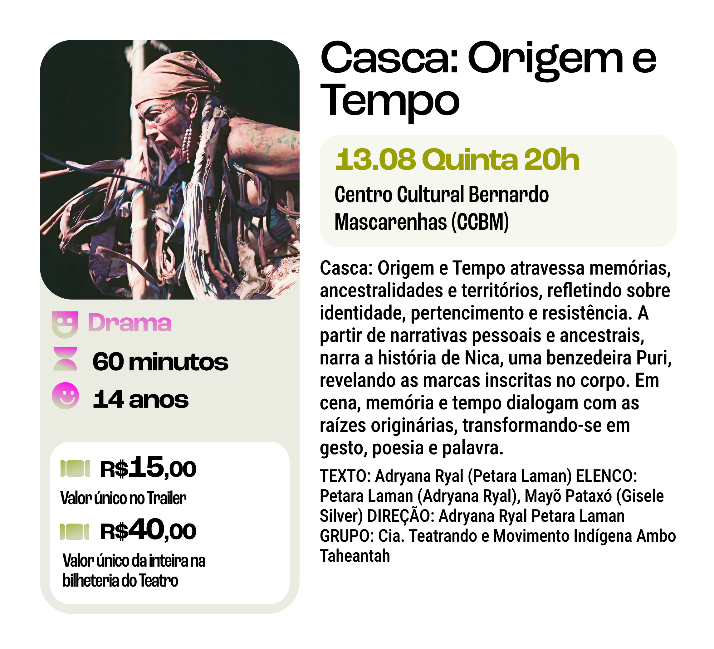Espetáculo "Casca: Origem e Tempo"