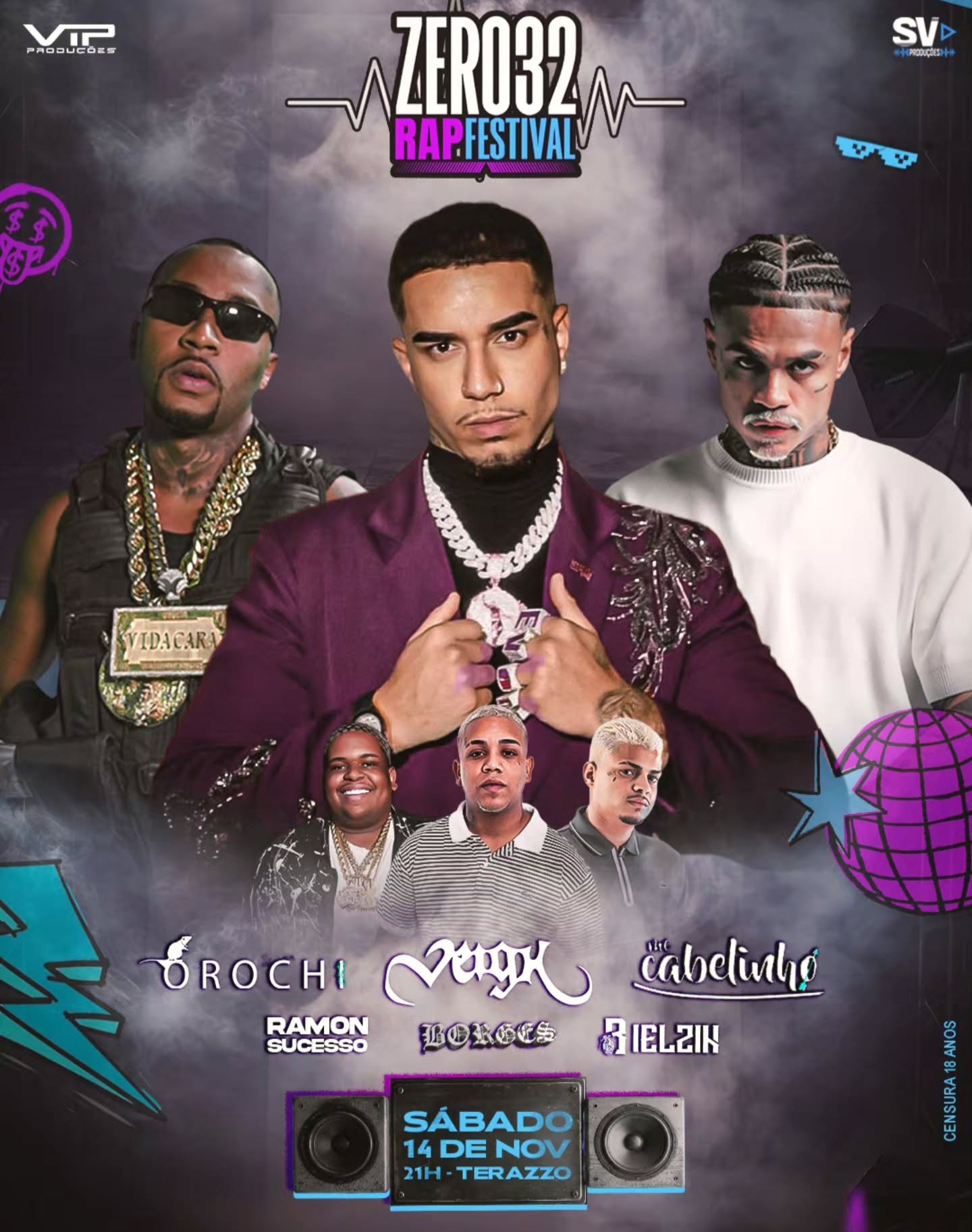 Zero32 Rap Festival com Veigh, Orochi, MC Cabelinho e + @ Terrazzo