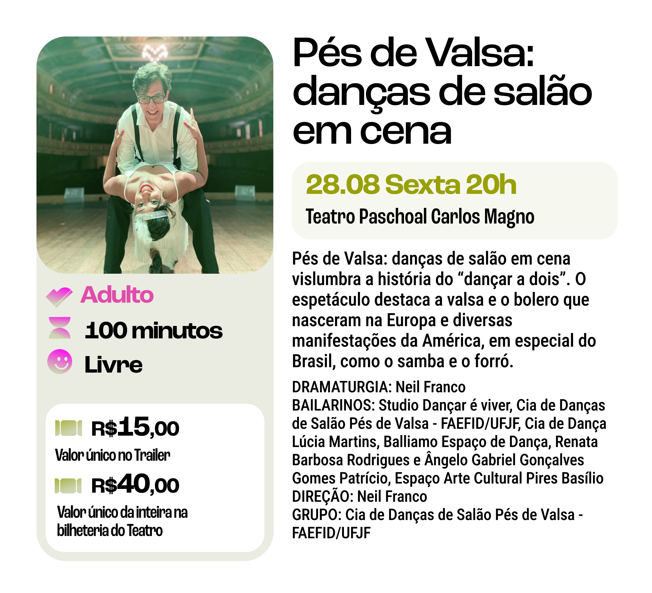 Espetáculo de dança "Pés de Valsa: danças de salão em cena"