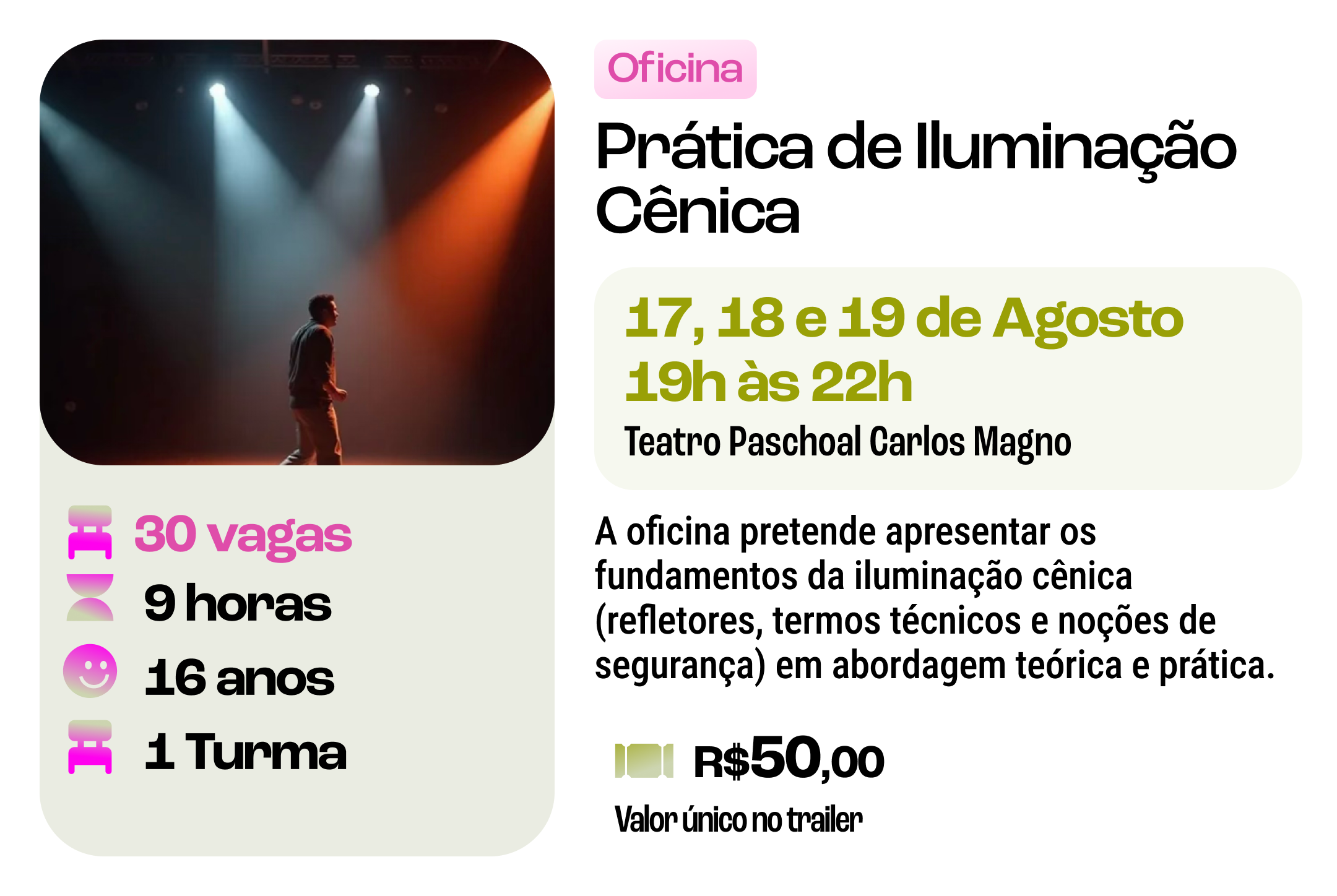 Oficina "Prática de iluminação cênica"
